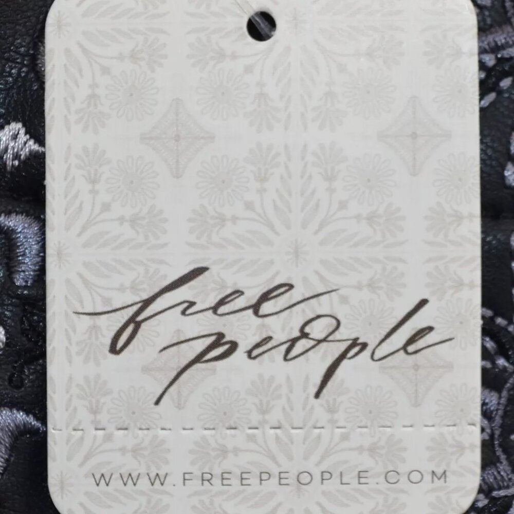 Free People shorts size 6 Raise The Stakes Black Faux Leather Embroidered. NWT - Picture 8 of 8